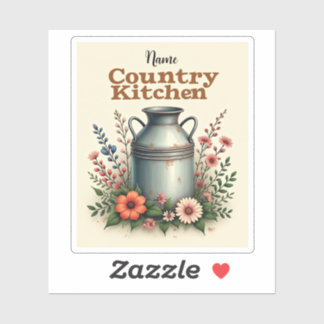 Vintage Milk Can Floral Sticker Sheet