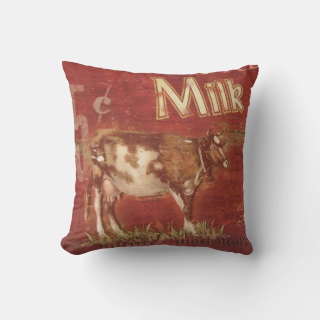 Vintage Milk Throw Pillow (Front)