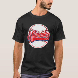 Vintage Milwaukee Cityscape Baseball For Men Wome T-Shirt
