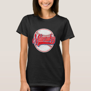 Vintage Milwaukee Cityscape Baseball For Men Wome T-Shirt