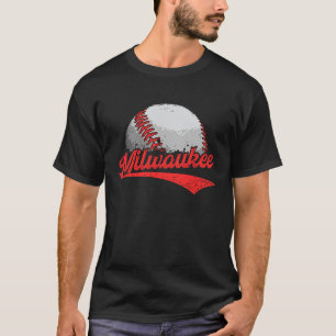 Vintage Milwaukee Cityscape Baseball For Men Wome T-Shirt