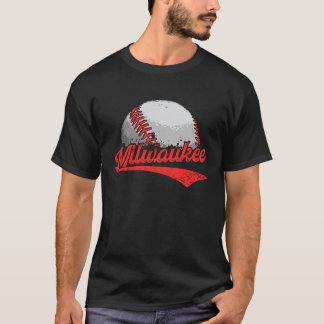 Vintage Milwaukee Cityscape Baseball  For Men Wome T-Shirt