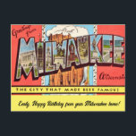 Vintage Milwaukee Occasion Postcard<br><div class="desc">An old colorful postcard greeting from Milwaukee, Wisconsin repurposed to use for any occasion!</div>