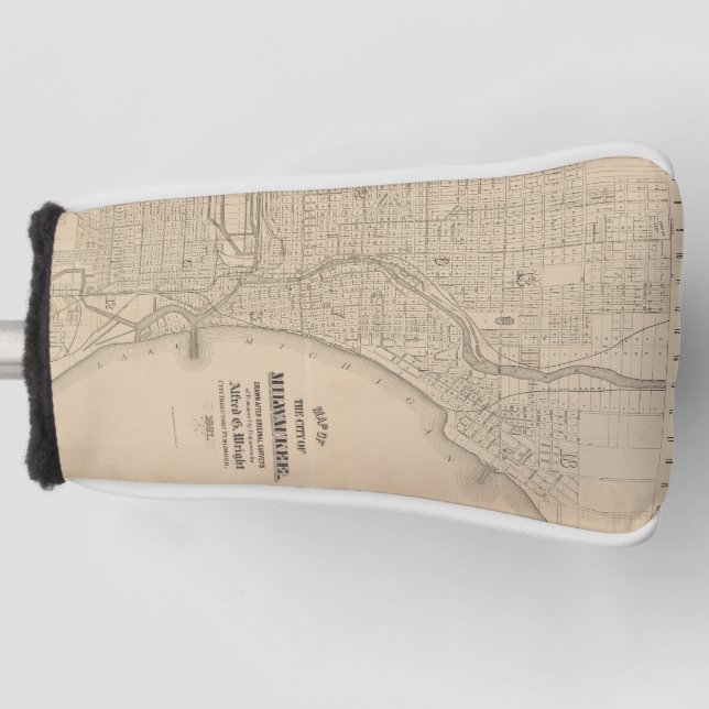 Vintage Milwaukee, Wisconsin Map Golf Head Cover (Front)