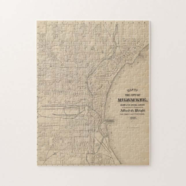 Vintage Milwaukee, Wisconsin Map Jigsaw Puzzle (Vertical)