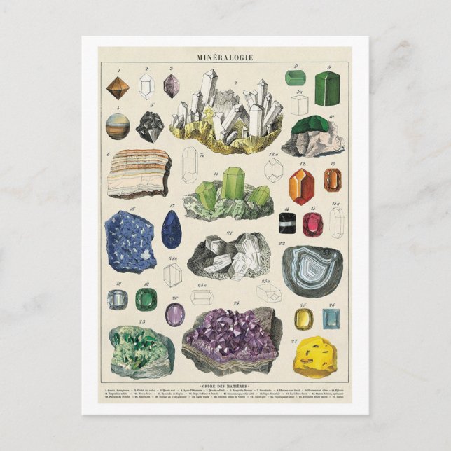 Vintage Mineralogy Chart Postcard (Front)