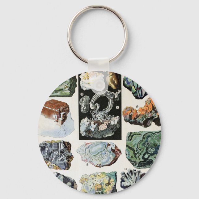Vintage Minerals Rocks Geology Keychain (Front)