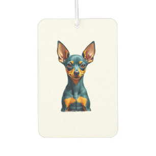 Vintage Miniature Pinscher Portrait Colorful Engra Air Freshener