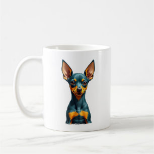 Vintage Miniature Pinscher Portrait Colorful Engra Coffee Mug