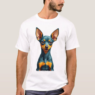 Vintage Miniature Pinscher Portrait Colourful Engr T-Shirt
