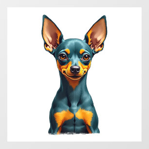 Vintage Miniature Pinscher Portrait Colourful Engr Window Cling