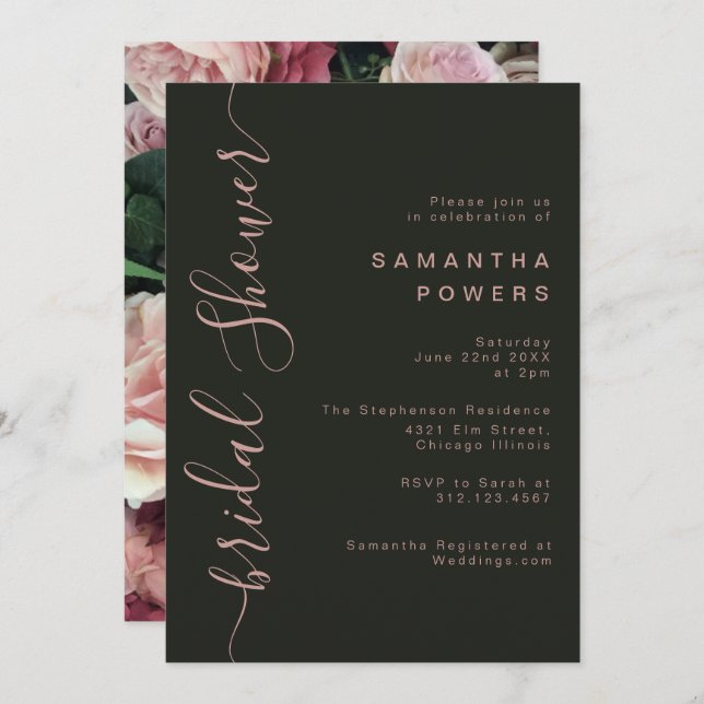 Vintage Minimal Floral Bloom  Invitation (Front/Back)