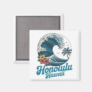 Vintage Minimal Honolulu Hawaii Aloha Travel Magnet