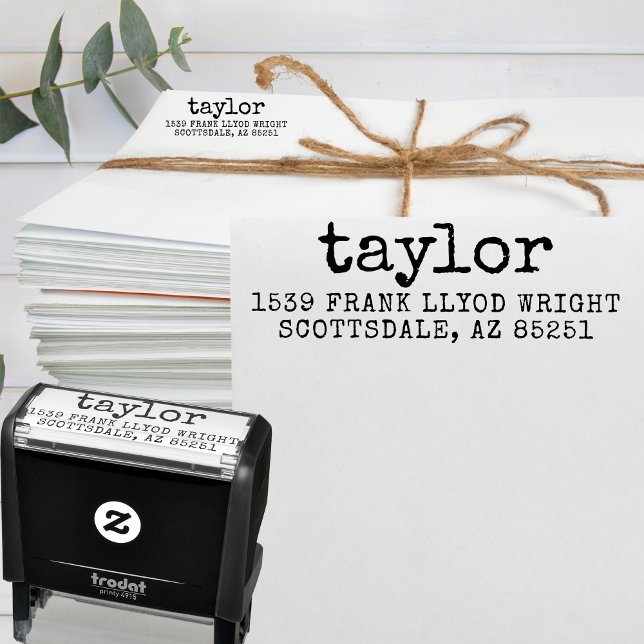 Vintage Minimal Simple Typewriter Return Address Self-inking Stamp (Creator Uploaded)