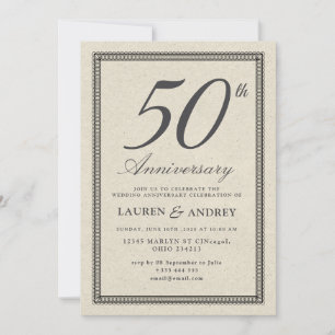 Vintage Minimalist 50th Wedding Anniversary Invitation