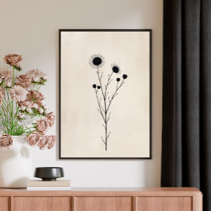 Vintage Minimalist Abstract Floral Art Poster
