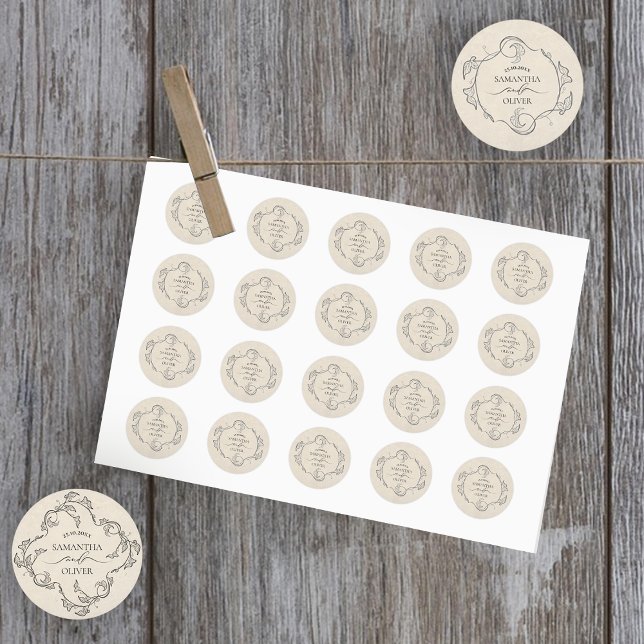 Vintage Minimalist Botanical Wedding Sticker (Creator Uploaded)