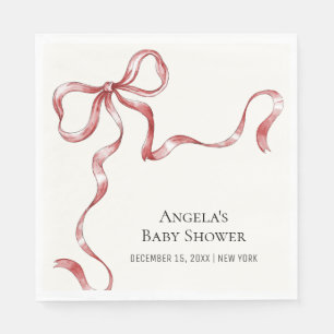 Vintage Minimalist Bow Baby Shower Napkin