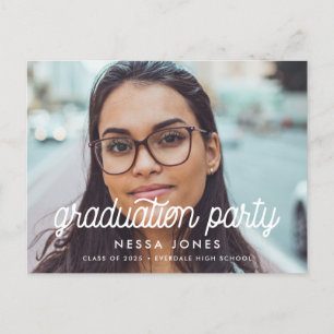 Vintage minimalist graduation party photo postcard