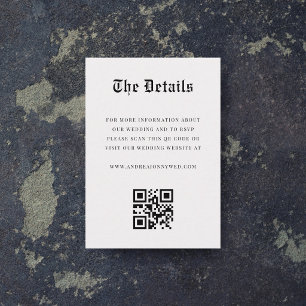 Vintage Minimalist QR Code Simple Wedding Details Enclosure Card