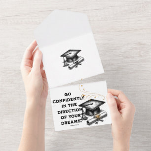  Vintage Minimalist Retro Graduation Cap Motivatio All In One Invitation