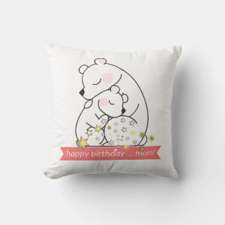 Vintage Minimalist Retro Mama Bear and Baby Hug -  Throw Pillow
