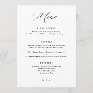 Vintage Minimalist Simple Elegant Wedding Menu