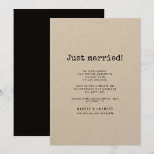 Vintage minimalist typewriter Just married card