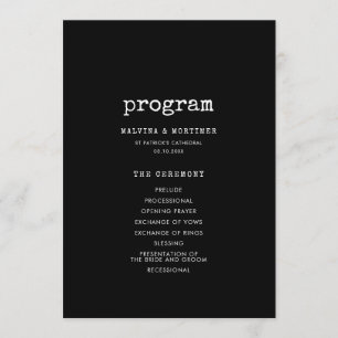 Vintage minimalist typewriter wedding program