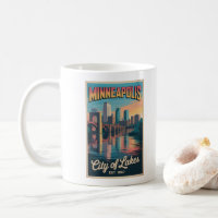 Vintage Minneapolis Minnesota Retro Travel Poster 