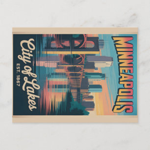 Vintage Minneapolis Minnesota Retro Travel Poster  Postcard