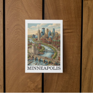 Vintage Minneapolis Minnesota Skyline View Postcard