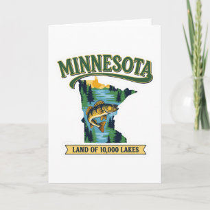 Vintage Minnesota Land of 10000 Lakes Map Card