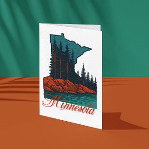 Vintage Minnesota Landscape – Retro Forest x Rock Postcard