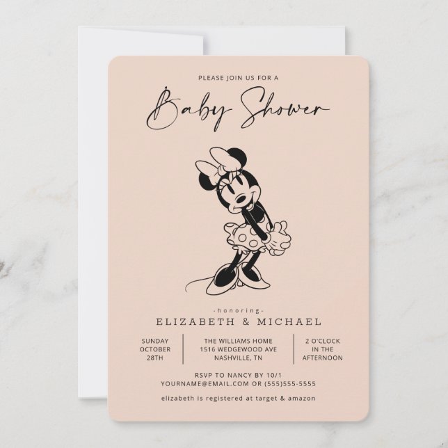 Vintage Minnie Mouse Baby Shower Invitation (Front)