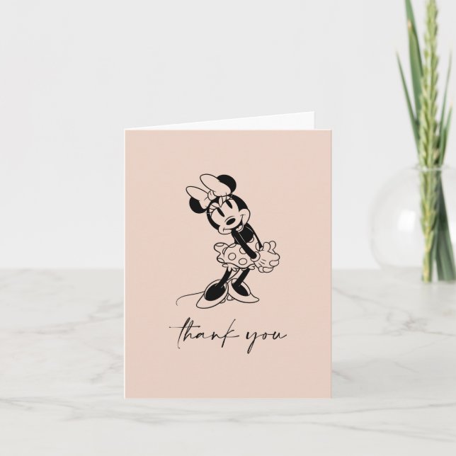 Vintage Minnie Mouse Baby Shower Thank You Card (Front)