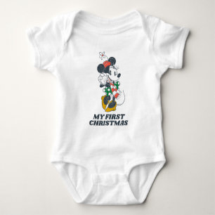 Vintage Minnie Mouse   Baby's First Christmas Baby Bodysuit