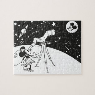 Vintage Minnie Viewing Mickey on the Moon Jigsaw Puzzle