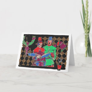 Vintage Minstrels with a Lantern and a Wreath Holiday Card