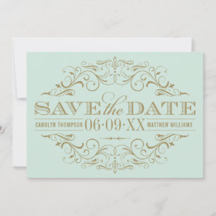 Vintage Mint Antique Flourish Wedding Save The Date