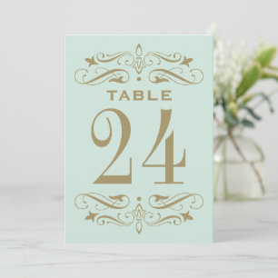 Vintage Mint Antique Flourish Wedding Table Number
