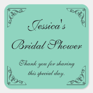 Vintage mint bridal shower party favour stickers