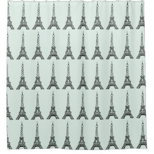 Vintage Mint Eiffel Tower Shower Curtain