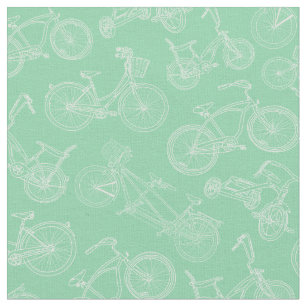 Vintage Mint Green Bicycle Pattern Fabric
