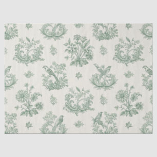Vintage Mint Green Bird Toile Floral Pattern Tissue Paper