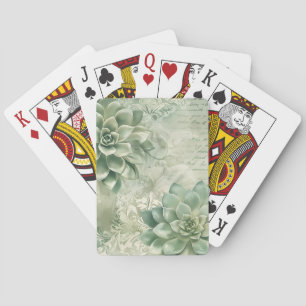 Vintage Mint Green Botanical Floral (2) Playing Cards