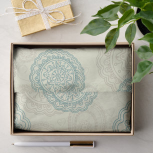 Vintage Mint Green Mandala Paisley Pattern Tissue Paper