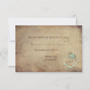 Vintage Mint Green Rose Bouquet RSVP Card
