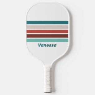 Vintage Mint Rainbow Across Striping with Name Pickleball Paddle