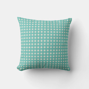 Vintage Mint Teal Green Geometric Dots Pattern Throw Pillow